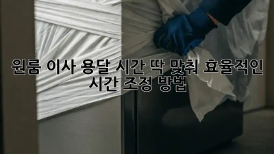 원룸 이사 용달, 시간 딱 맞춰! 효율적인 시간 조정 방법